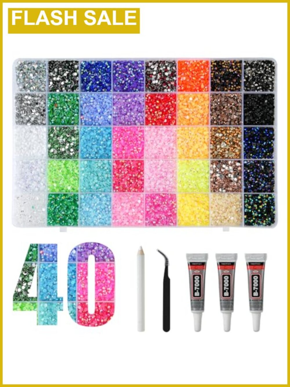 32000Pcs Resin Rhinestones Flatback Gems with B7000 Glue DIY Crafts Kit